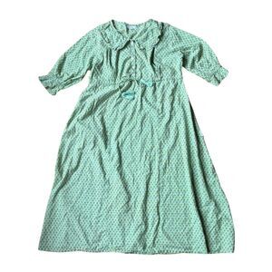 Mee Mee Green Nursing Maternity Indian Block Print Babydoll Midi Dress L A-line